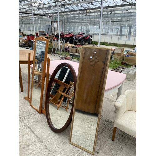 2478 - A PINK PAINTED EXTENDING TABLE TOGETHER WITH THREE MIRRORS