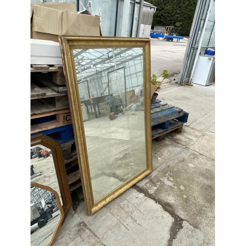 2485 - A GILT FRAMED MIRROR AND TWO OTHERS