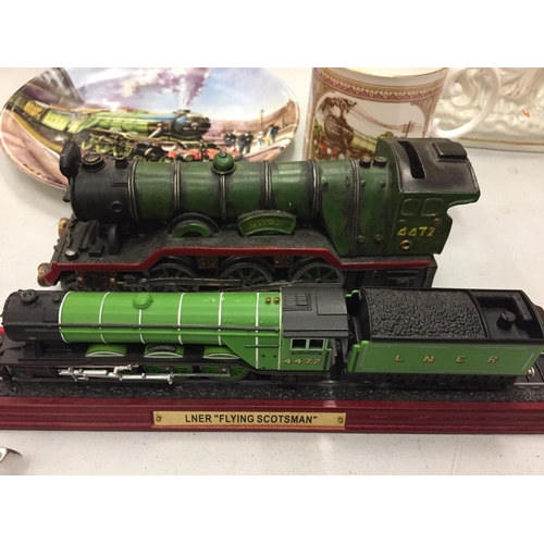 122 - TWO 3D EXAMPLES OF THE LNER FLYING SCOTSMAN STEAM LOCOMOTIVE 4472, ONE A MOUNTED MODEL AND THE SECON... 