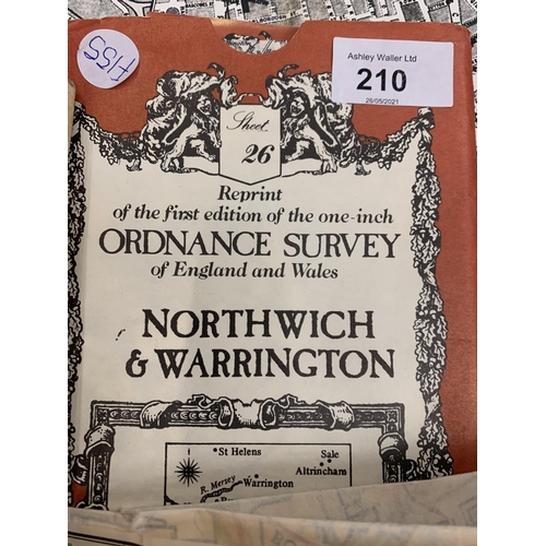 210 - FIVE VARIOUS MAPS TO INCLUDE A HOLMDENS GREATER JOHANNESBURG, BURROWS NORTHWICH, ORDNANCE SURVEY OF ... 