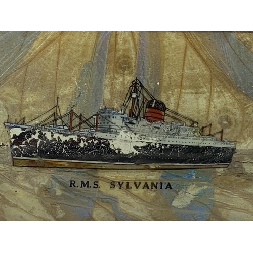 556 - A FRAMED MINIATURE FOIL PICTURE OF RMS SYLVANIA