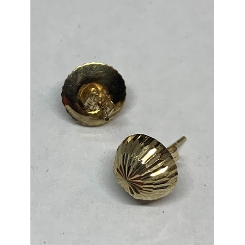 561 - A PAIR OF 9 CARAT GOLD STUD EARRINGS WITH PRESENTATION BOX