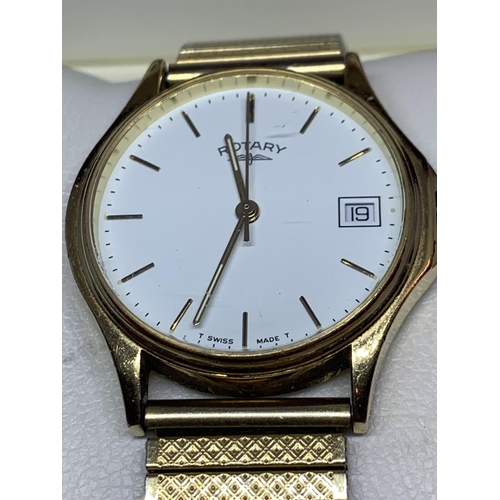 582 - A ROTARY CALENDAR WRIST WATCH WITH PRESENTATION BOX SEEN WORKING BUT NO WARRANTY