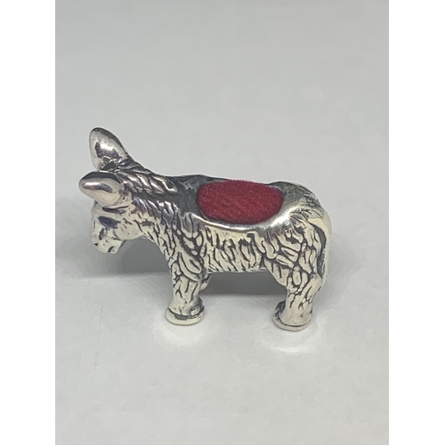 540 - A SILVER PIN CUSHION IN THE GUISE OF A DONKEY