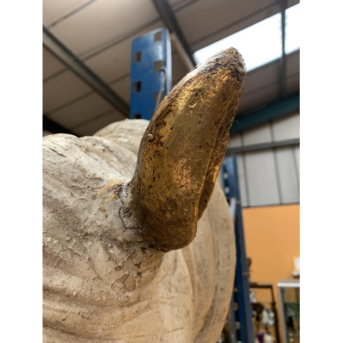 46A - A LARGE PLASTER RHINO HEAD (REPAIR TO EARS)