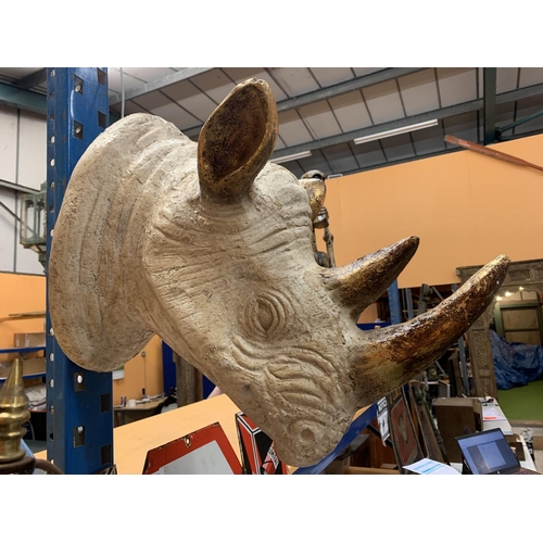 46A - A LARGE PLASTER RHINO HEAD (REPAIR TO EARS)