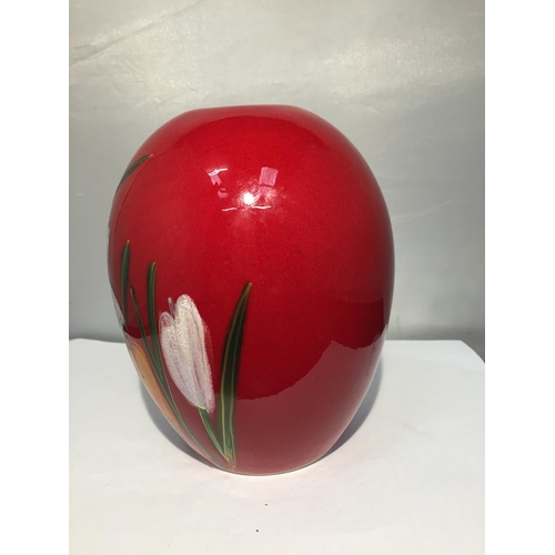 722 - AN ANITA HARRIS HANDPAINTED AND SIGNED IN GOLD SPRING FLOWERS VASE