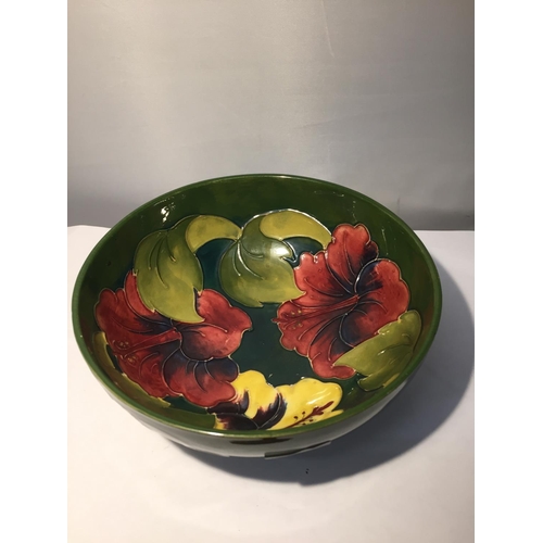 724 - A MOORCROFT GREEN HIBISCUS BOWL