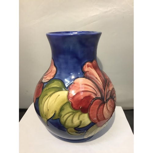 730 - A LARGE WALTER MOORCROFT BALUSTER FORM VASE DECORATED IN THE ‘HIBISCUS’ PATTERN, ORIGINAL MOORCROFT ... 