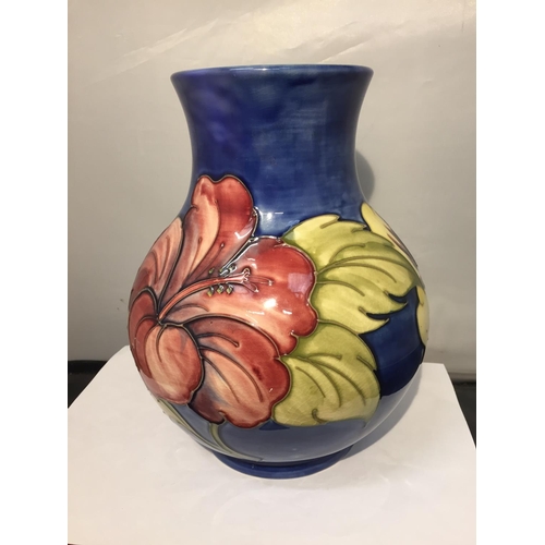 730 - A LARGE WALTER MOORCROFT BALUSTER FORM VASE DECORATED IN THE ‘HIBISCUS’ PATTERN, ORIGINAL MOORCROFT ... 