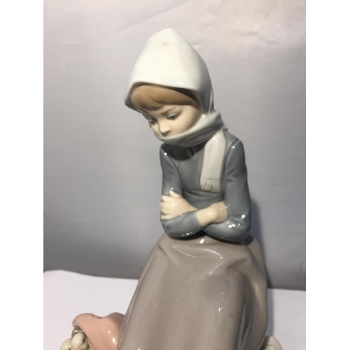 742 - THREE LLADRO FIGURINES TO INCLUDE GIRLS WITH PIGS, PUPPIES AND DUCKS