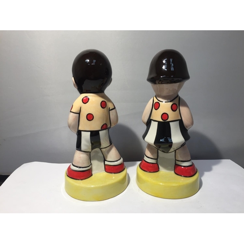 748 - A PAIR OF LORNA BAILEY HAND PAINTED PROTOTYPE FIGURINES OF A BOY AND A GIRL