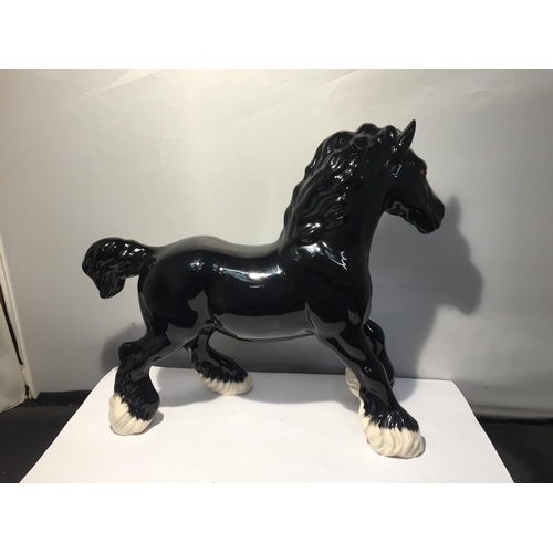 758 - A BESWICK BLACK PRANCING SHIRE HORSE