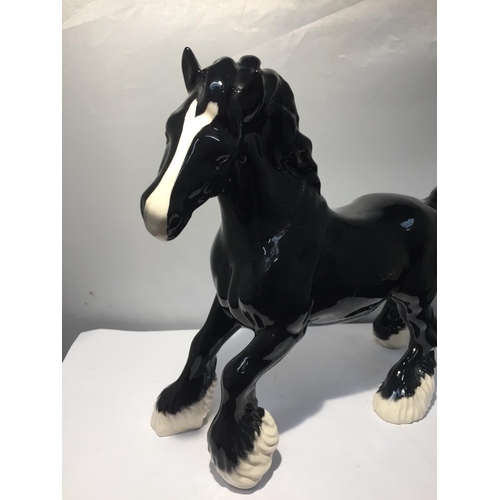 758 - A BESWICK BLACK PRANCING SHIRE HORSE