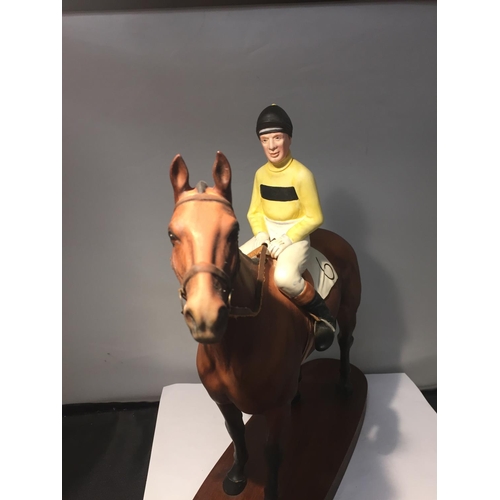 760 - A BESWICK MODEL OF ARKLE AND PAT TAFFE ON A WOODEN PLINTH