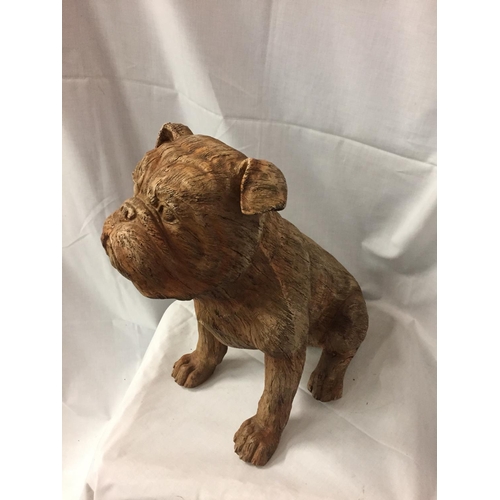 136 - A WOOD EFFECT RESIN STAFFORDSHIRE BULL DOG
45CM HIGH