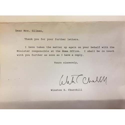 146 - A LETTER FROM THE HOUSE OF COMMONS SIGNED BY WINSTON CHURCHILL [MP]