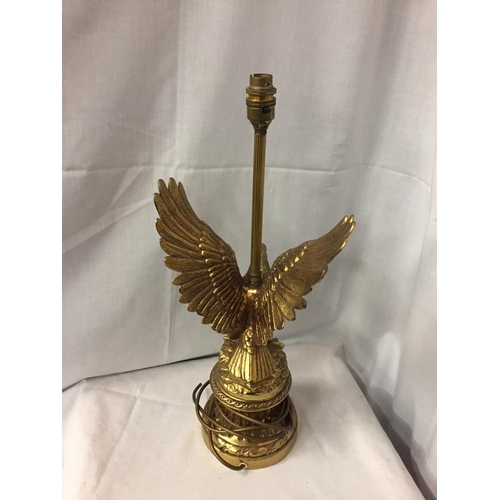 202 - A BRASS TABLE LAMP BASE WITH EAGLE 52CM HIGH