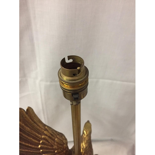 202 - A BRASS TABLE LAMP BASE WITH EAGLE 52CM HIGH