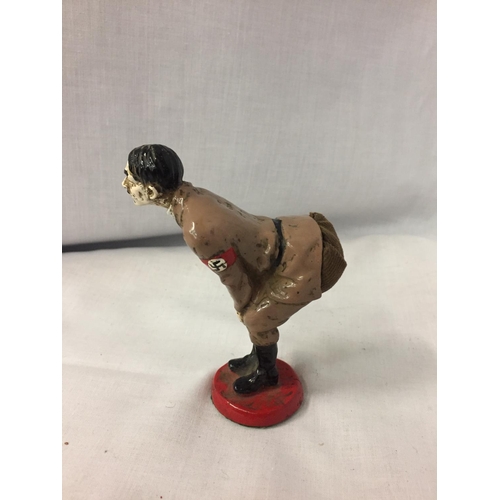 204 - A COLD PAINTED ADOLF HITLER BRONZE FIGURINE PIN CUSHION