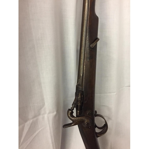 218 - A DEACTIVATED LARGE BORE SNYDER CONVERSION SHOTGUN, 82CM BARREL, HALF STOCKED