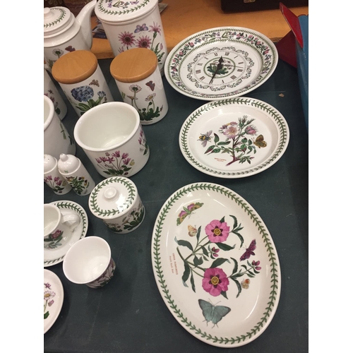 232 - A COLLECTION OF PORTMEIRION BOTANIC GARDENS CHINA TO INCLUDE A CLOCK, PLATES, CANNISTERS AND PLANTER... 