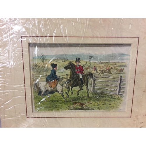 241 - A COLLECTION OF FOUR MOUNTED PRINTS OF HUNTING SCENES