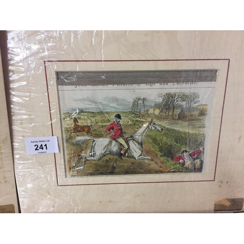 241 - A COLLECTION OF FOUR MOUNTED PRINTS OF HUNTING SCENES