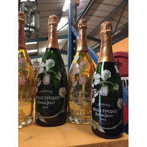 270 - A COLLECTION OF HAND PAINTED FLORATE CHAMPAGNE BOTTLES  