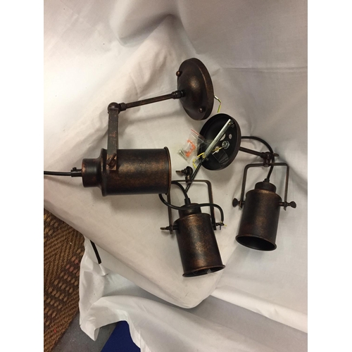 286 - A SET OF THREE NEW WALL LIGHTS IN A VINTAGE STYLE (ONE A/F NO BACK PLATE)