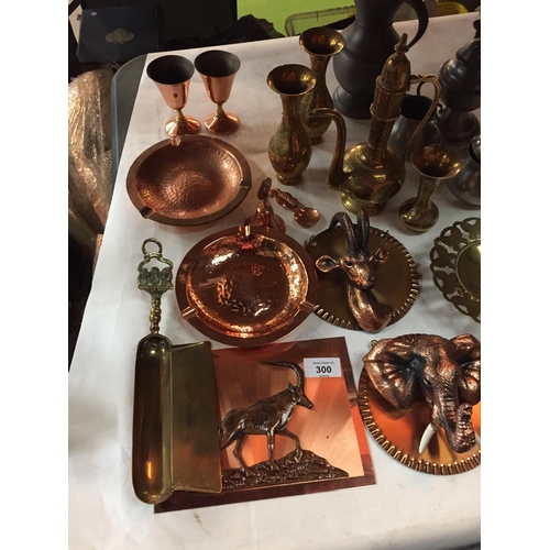 300 - A MIXTURE OF COPPER AND BRASS ITEMS