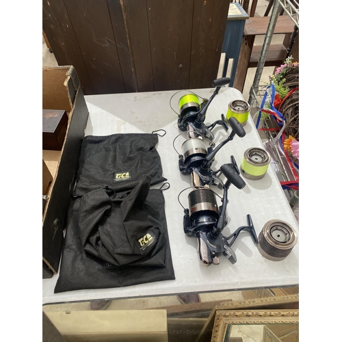 1514 - A GROUP OF THREE RARE 'MAVER TICA ABYSS' TF9007, BIG PIT BAIT RUNNER REELS IN EXCELLENT CONDITION EX... 