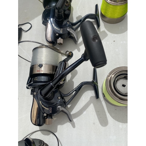 1514 - A GROUP OF THREE RARE 'MAVER TICA ABYSS' TF9007, BIG PIT BAIT RUNNER REELS IN EXCELLENT CONDITION EX... 