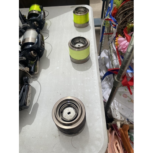 1514 - A GROUP OF THREE RARE 'MAVER TICA ABYSS' TF9007, BIG PIT BAIT RUNNER REELS IN EXCELLENT CONDITION EX... 
