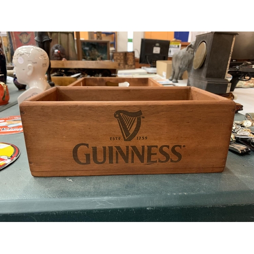 105A - A WOODEN GUINNESS ADVERTISING STORAGE BOX LENGTH 28CM