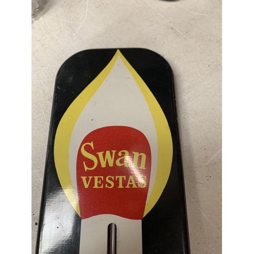 10a - A TIN SWAN VESTA ADVERTISING THERMOMETER