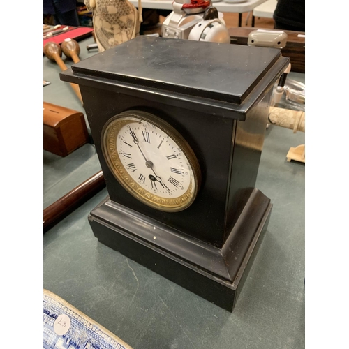 113 - A MARBLE MANTLE CLOCK 27.5CM HIGH