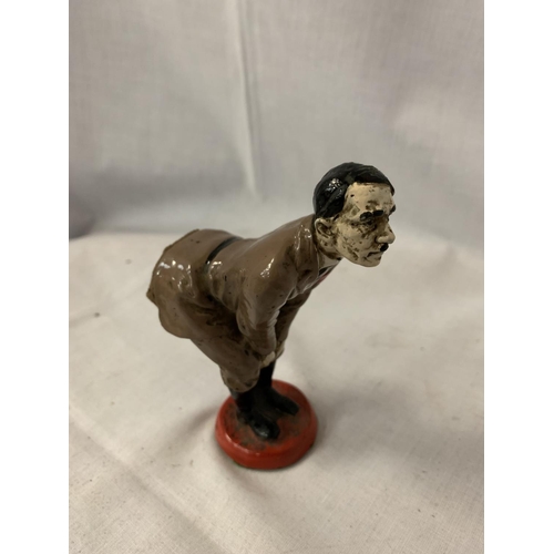 165 - A COLD PAINTED ADOLF HITLER BRONZE FIGURINE PIN CUSHION