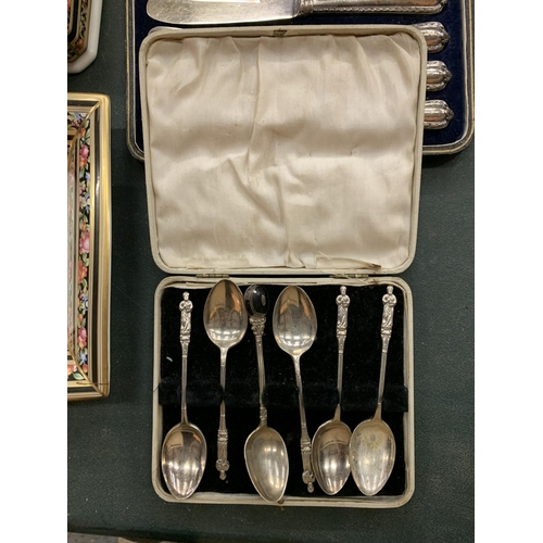 168 - A COLLECTION OF THREE BOXED CUTLERY ITEMS INCLUDING TWELVE KNIVES AND SIX SPOONS