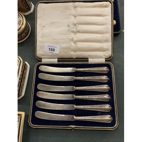 168 - A COLLECTION OF THREE BOXED CUTLERY ITEMS INCLUDING TWELVE KNIVES AND SIX SPOONS