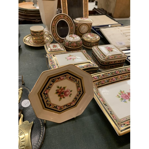 171 - AN ASSORTMENT OF WEDGEWOOD CLIO TRINKET BOXES, PHOTO FRAMES AND A CLOCK