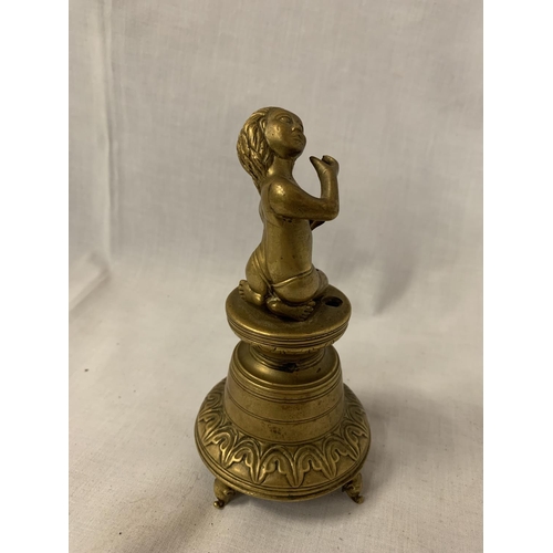 179 - A BRASS FIGURE ON A STAND (A/F)