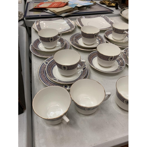 197 - A COLLECTION OF CHINA WARE TO INCLUDE CUPS, SAUCERS AND SIDE PLATES