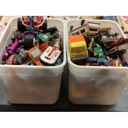 390 - TWO CONTAINERS TO INCLUDE A COLLECTION OF MAINLY TOY  CARS