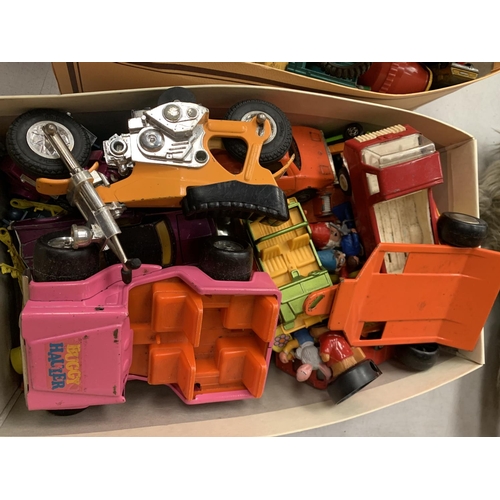 396 - TWO BOXES TO INCLUDE MAINLY TOY CARS AND TRUCKS