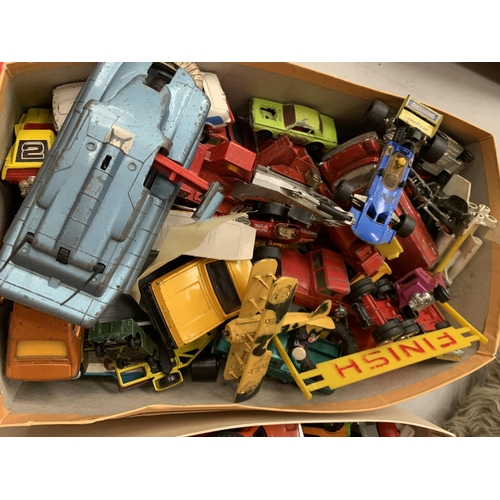 396 - TWO BOXES TO INCLUDE MAINLY TOY CARS AND TRUCKS