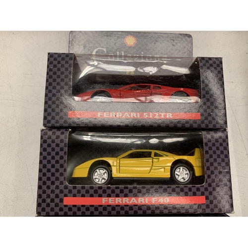 413 - A SELECTION OF FIVE BOXED COLLEZIONE FERRARI TOY CARS