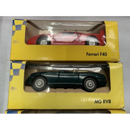 415 - A COLLECTION OF SIX BOXED TOY SUPERCAR'S TO INCLUDE FERRARI, BUGATTI AND ASTON MARTIN