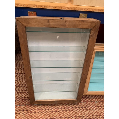 512 - THREE WOODEN AND GLASS FRONTED DISPLAY CABINETS