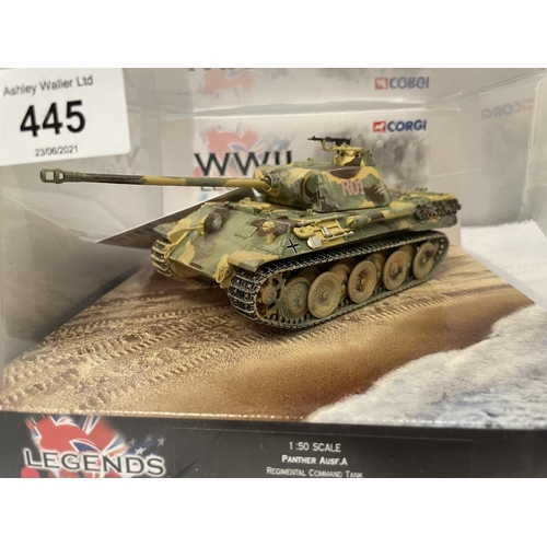 445 - A BOXED CORGI MODEL PANTHER TANK FROM THE D-DAY LANDINGS RANGE - NUMBER CC60206